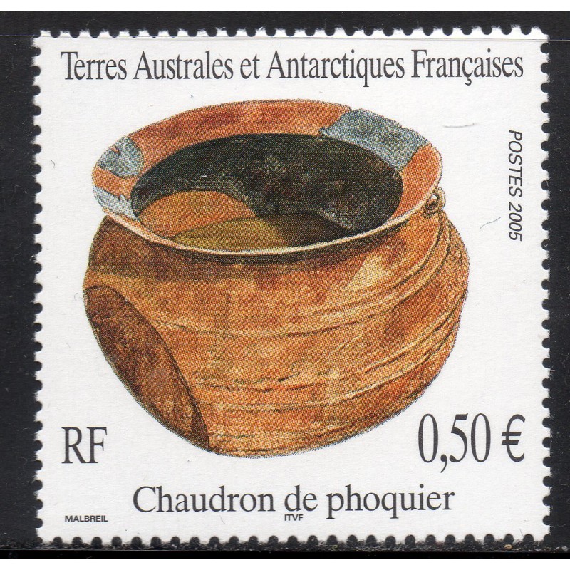 Timbre TAAF Yvert No 409 Chaudron de Phoquier neuf ** 2005