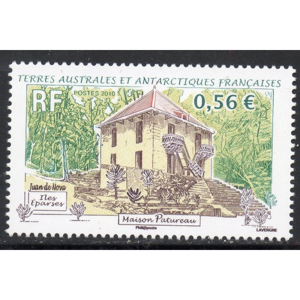 Timbre TAAF Yvert No 555 Maison Patureau Juan de Nova neuf ** 2010