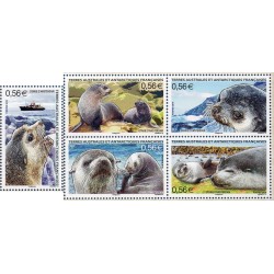 Timbre TAAF Yvert No 566-570 Otaries d'Amsterdam neuf ** 2010