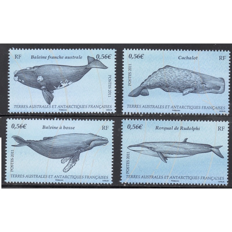 Timbre TAAF Yvert No 587-590 Baleines australes neuf ** 2011