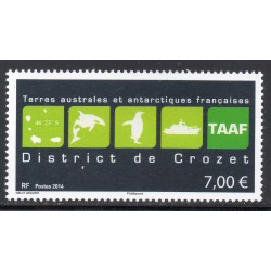 Timbre TAAF Yvert No 709 Logo du district Crozet neuf ** 2014
