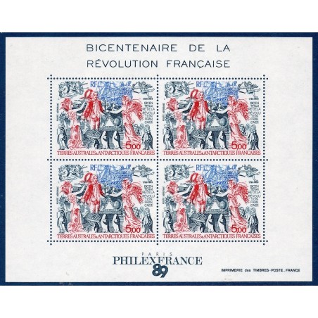 Timbres TAAF Bloc Yvert No 1 Bicentenaire révolution neuf ** 1989