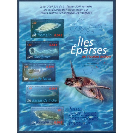 Timbres TAAF Bloc Yvert No 18 Ratachement des iles Eparses neuf ** 2007