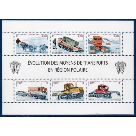 Timbres TAAF Bloc Yvert No F560 Evolution des Transports Polaires neuf ** 2010