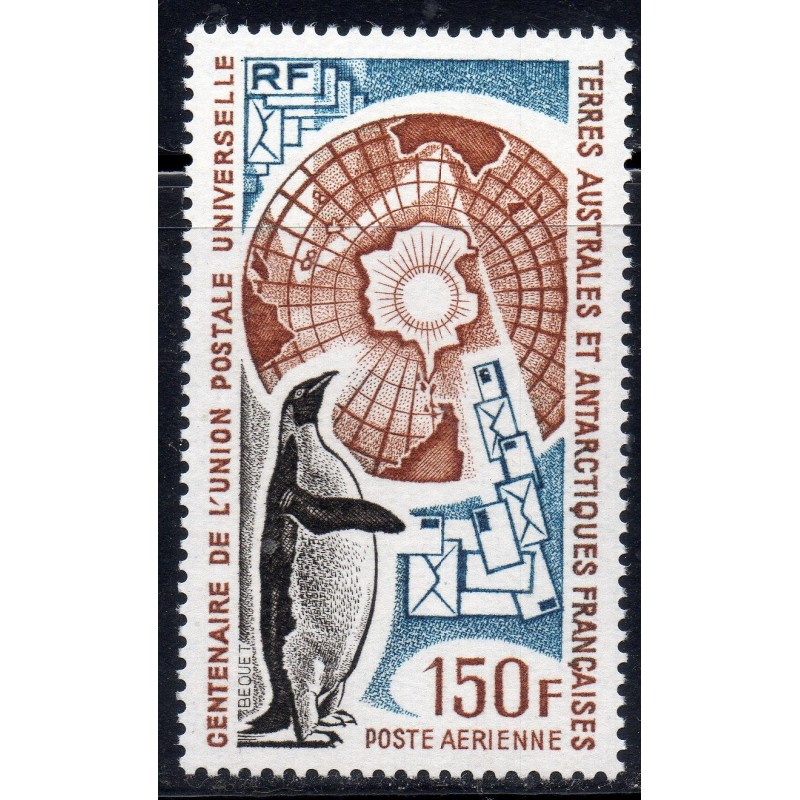 Timbre TAAF Poste aerienne Yvert 37 centenaire UPU neuf ** 1974