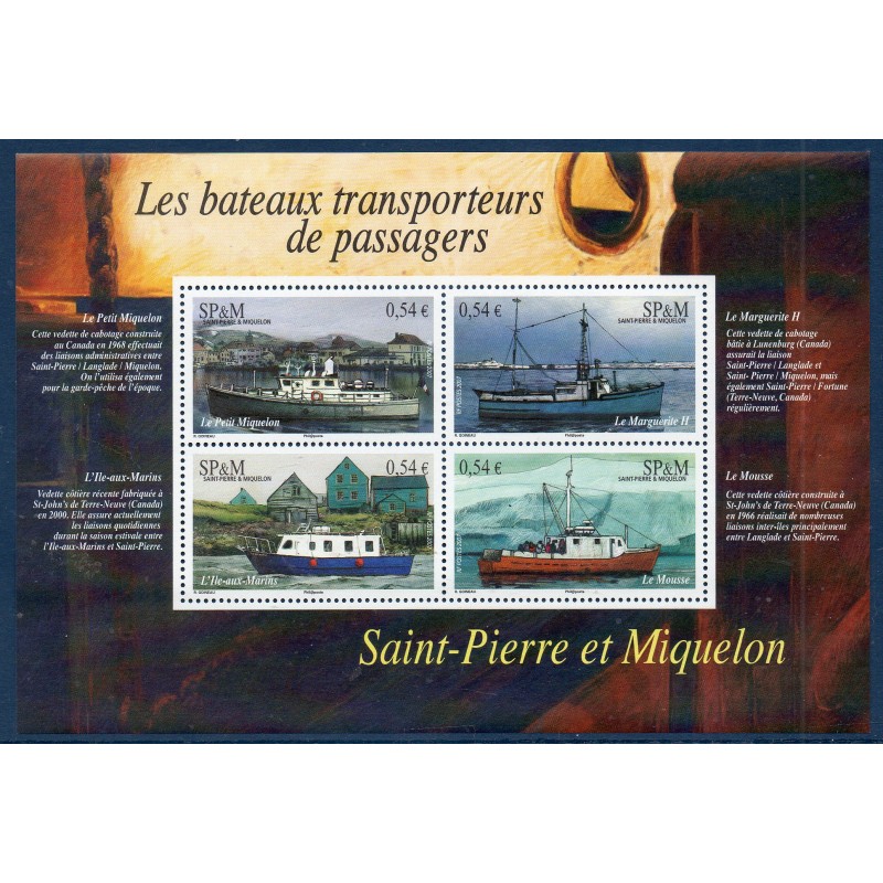 Timbres Saint Pierre et Miquelon Bloc 12 les bateaux transporteurs neuf ** 2007
