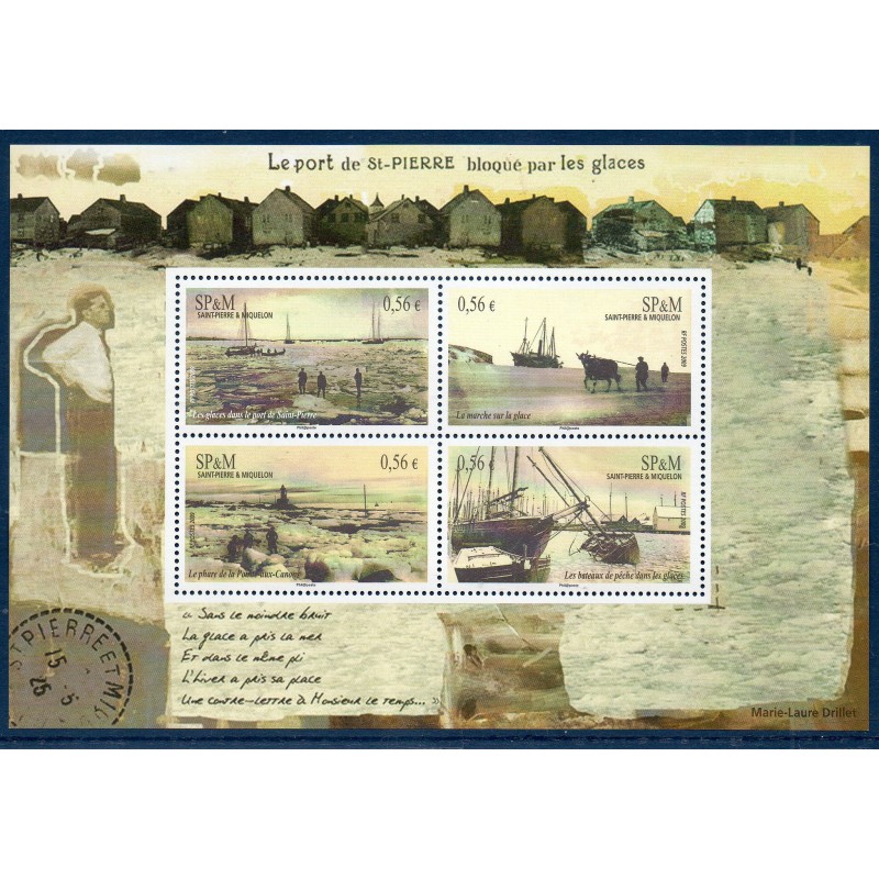 Timbres Saint Pierre et Miquelon Bloc 14 le port de Saint pierre bloqué neuf ** 2009