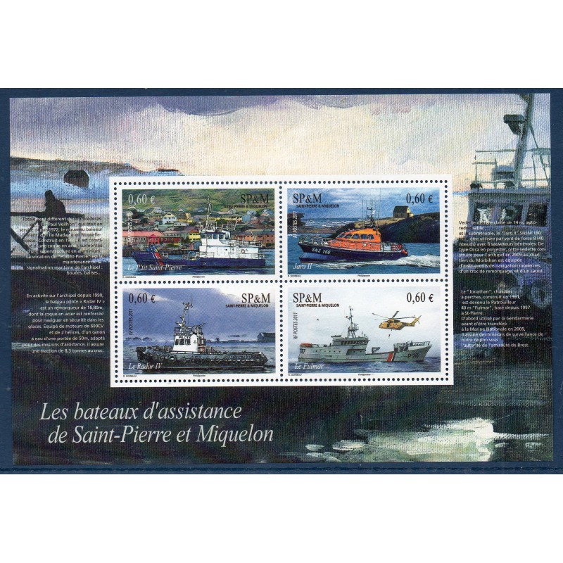 Timbres Saint Pierre et Miquelon Bloc 17 Bateaux d'assistance neuf ** 2011