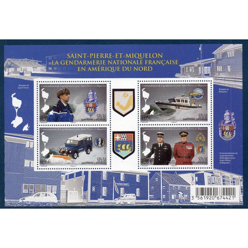 Timbres Saint Pierre et Miquelon Bloc f1142 La gendarmerie nationale neuf ** 2015