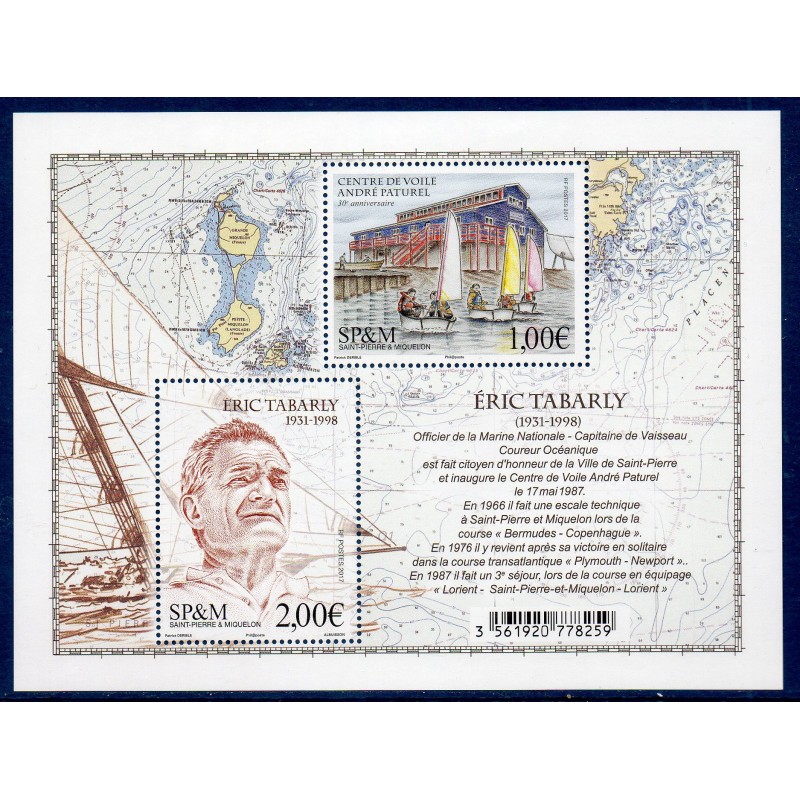 Timbres Saint Pierre et Miquelon Bloc f1193 Hommage à Eric Tabarly neuf ** 2017