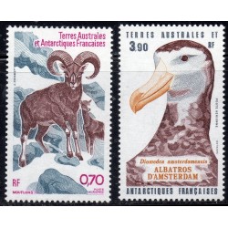 Timbre TAAF Poste aerienne Yvert 86-87 Mouflon et Diomeda neuf ** 1985