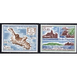 Timbre TAAF Poste aerienne Yvert 100-101 l'ile des Pingouins neuf ** 1988