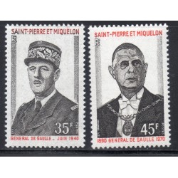 Timbre Saint Pierre et Miquelon 419-420 Charles de Gaulle neuf ** 1971