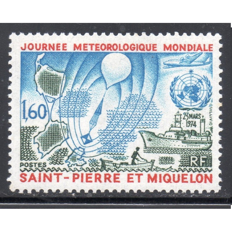 Timbre Saint Pierre et Miquelon 433 Journée de la météorologie neuf ** 1974