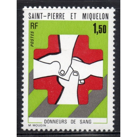Timbre Saint Pierre et Miquelon 436 Donneurs de sang neuf ** 1974
