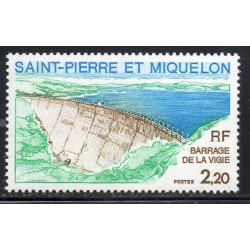 Timbre Saint Pierre et Miquelon 452 Barrage de la Vigie neuf ** 1976