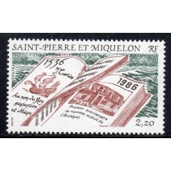 Timbre Saint Pierre et Miquelon 470 Découverte par Jacques Cartier neuf ** 1986