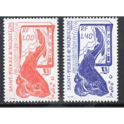 Timbre Saint Pierre et Miquelon 472-473 Série courante, la peche neuf ** 1986