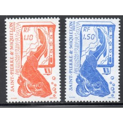 Timbre Saint Pierre et Miquelon 480-481 série courante, la peche neuf ** 1987
