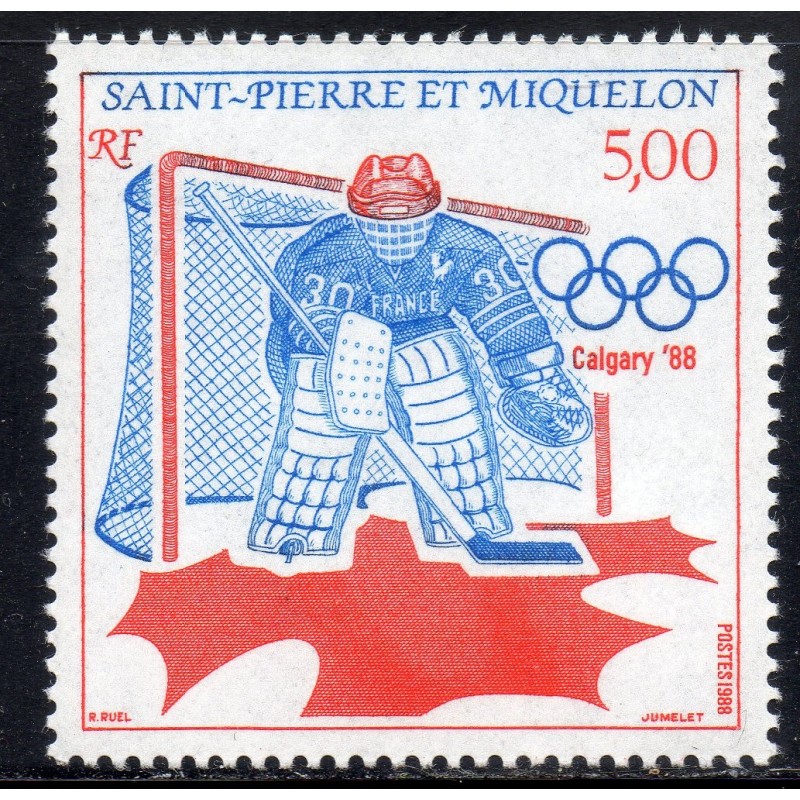 Timbre Saint Pierre et Miquelon 487 Jeux olympique Calgary neuf ** 1988