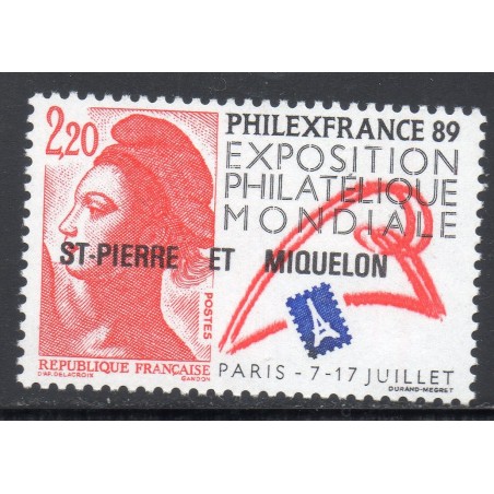 Timbre Saint Pierre et Miquelon 489 PhilexFrance 89 neuf ** 1988