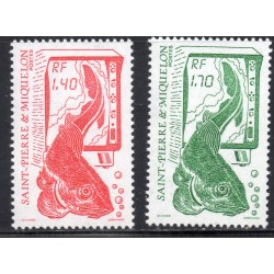 Timbre Saint Pierre et Miquelon 502-503 série courante, la peche neuf ** 1989