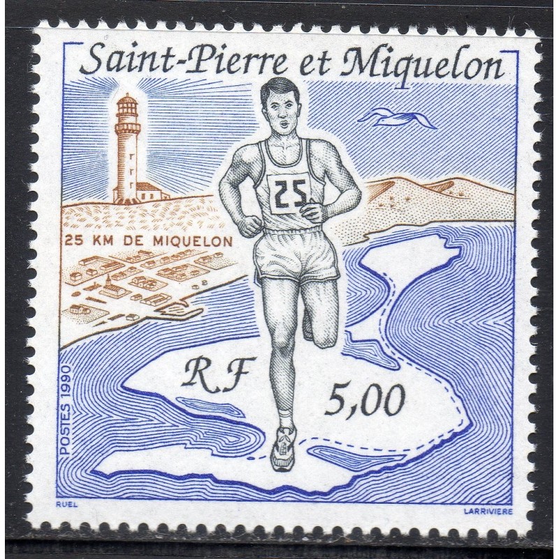 Timbre Saint Pierre et Miquelon 522 le 25 kilomètre neuf ** 1990