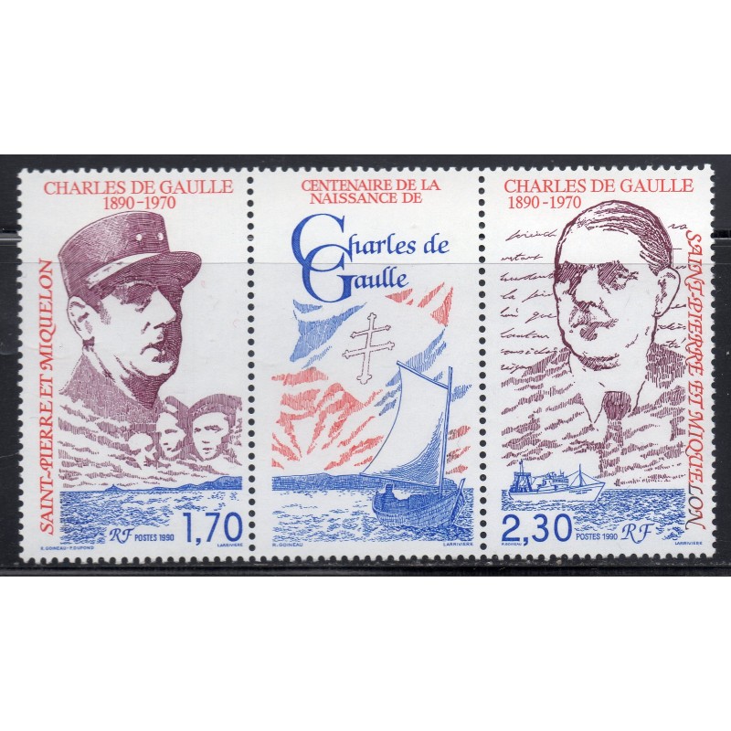 Timbre Saint Pierre et Miquelon 532A Charles de Gaulle neuf ** 1990