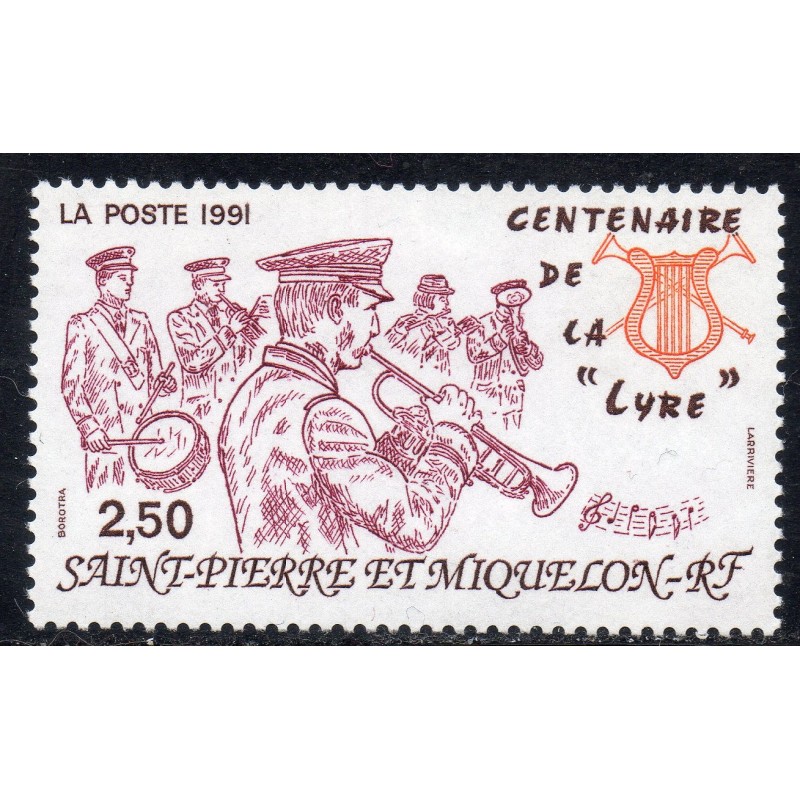 Timbre Saint Pierre et Miquelon 545 centenaire de la lyre neuf ** 1991