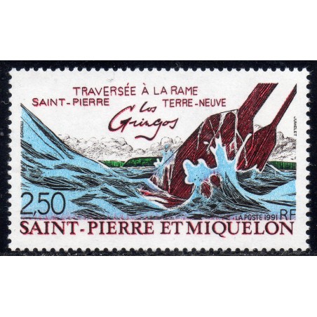 Timbre Saint Pierre et Miquelon 546 Traversé à la rame pour Terre-neuve neuf ** 1991