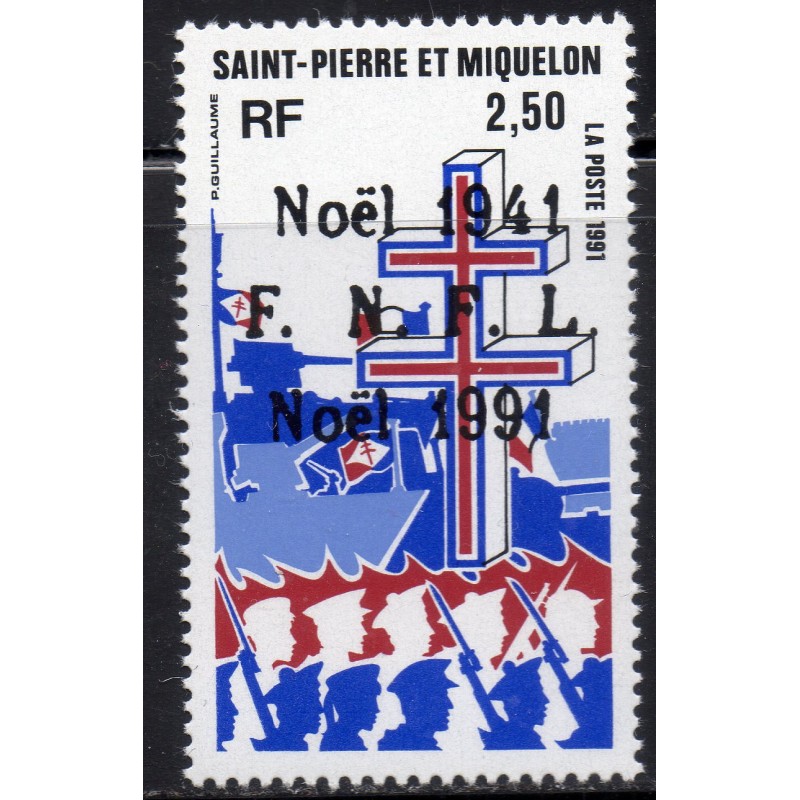 Timbre Saint Pierre et Miquelon 554 Noel neuf ** 1991