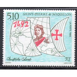 Timbre Saint Pierre et Miquelon 569 Christophe Colomb neuf ** 1992