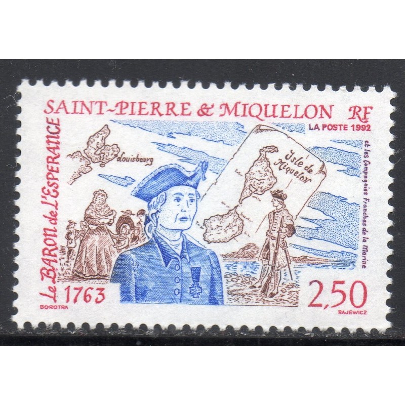 Timbre Saint Pierre et Miquelon 570 Baron de l'Espérance neuf ** 1992