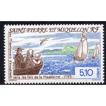 Timbre Saint Pierre et Miquelon 579 Exode vers les iles de la Madeleine neuf ** 1993