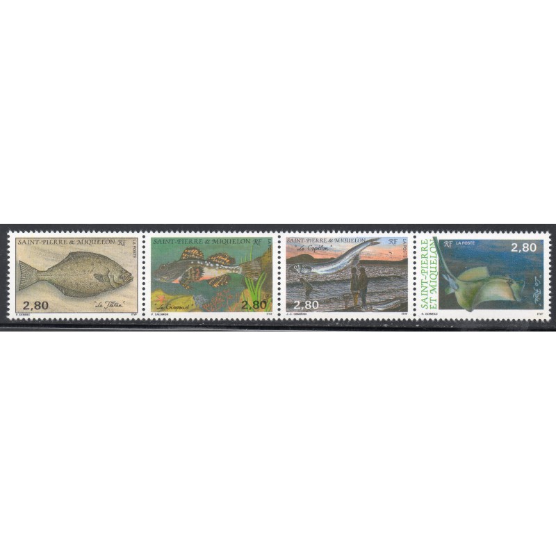 Timbre Saint Pierre et Miquelon 580-583 Les poissons neuf ** 1993