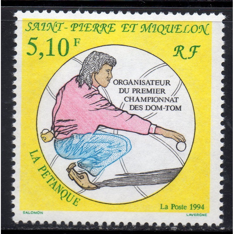 Timbre Saint Pierre et Miquelon 593 La pétanque neuf ** 1994