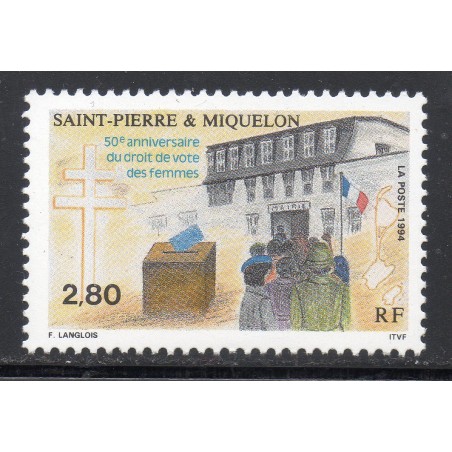 Timbre Saint Pierre et Miquelon 597 droit de vote des femmes neuf ** 1994