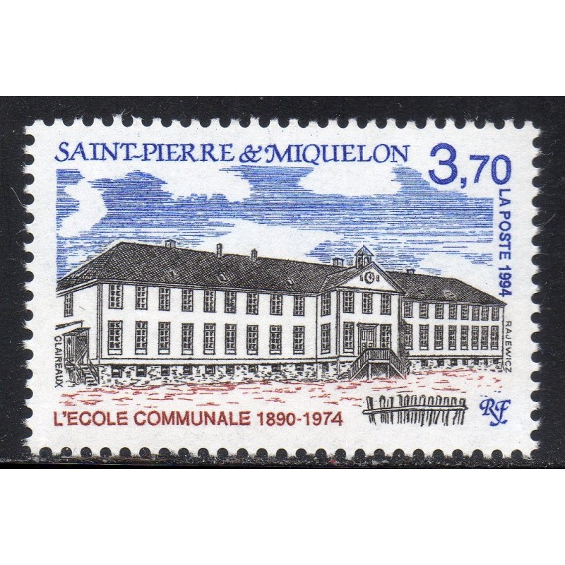 Timbre Saint Pierre et Miquelon 607 école communale neuf ** 1994