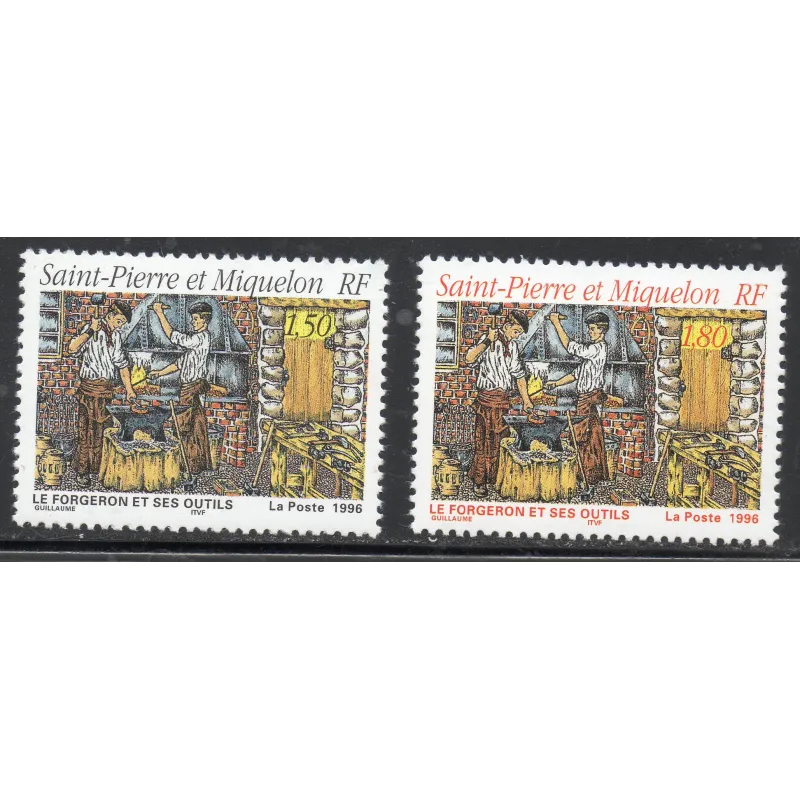 Timbre Saint Pierre et Miquelon 628-629 Le forgeron neuf ** 1996