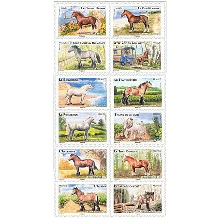 Autoadhésifs Yvert No 813-824 Timbres Les chevaux de Trait