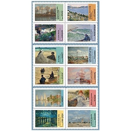 Autoadhésifs Yvert No 825-836 Timbres Les Impressionnistes