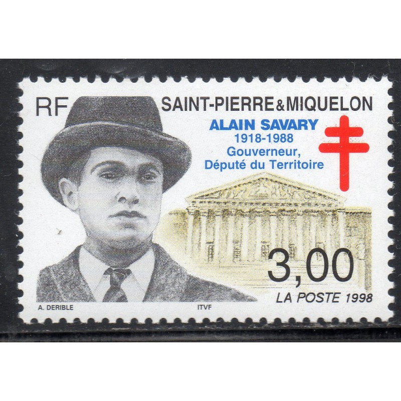 Timbre Saint Pierre et Miquelon 669 Alain Savary neuf ** 1998