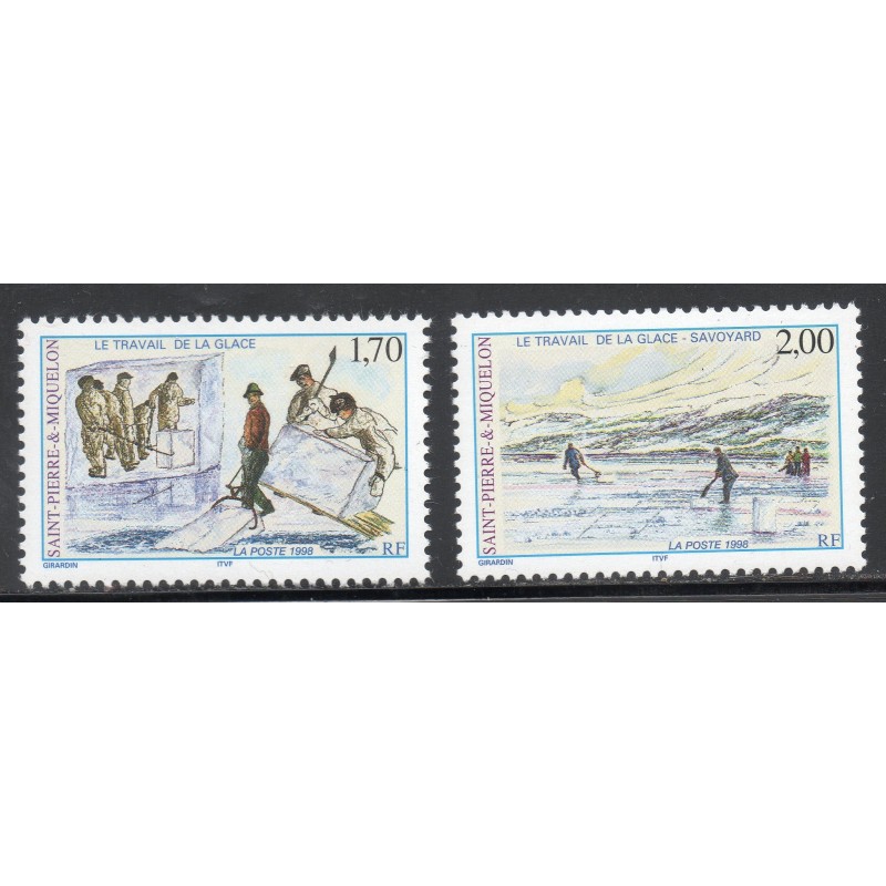 Timbre Saint Pierre et Miquelon 672-673 Travail de la Glace neuf ** 1998