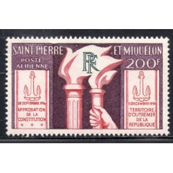 Timbre Saint Pierre poste aérienne 26 vote du 11 décembre, constitution neuf ** 1959