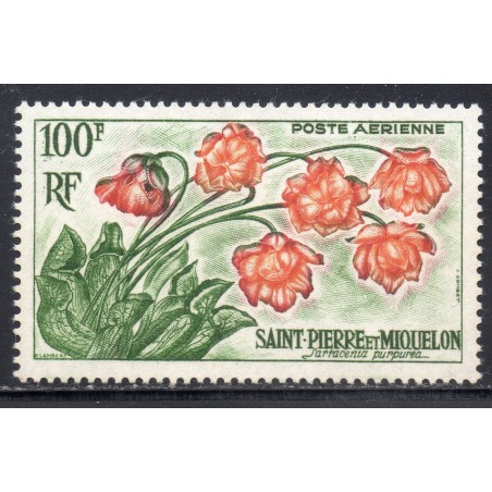 Timbre Saint Pierre poste aérienne 27 Sarracema purpurea neuf ** 1962