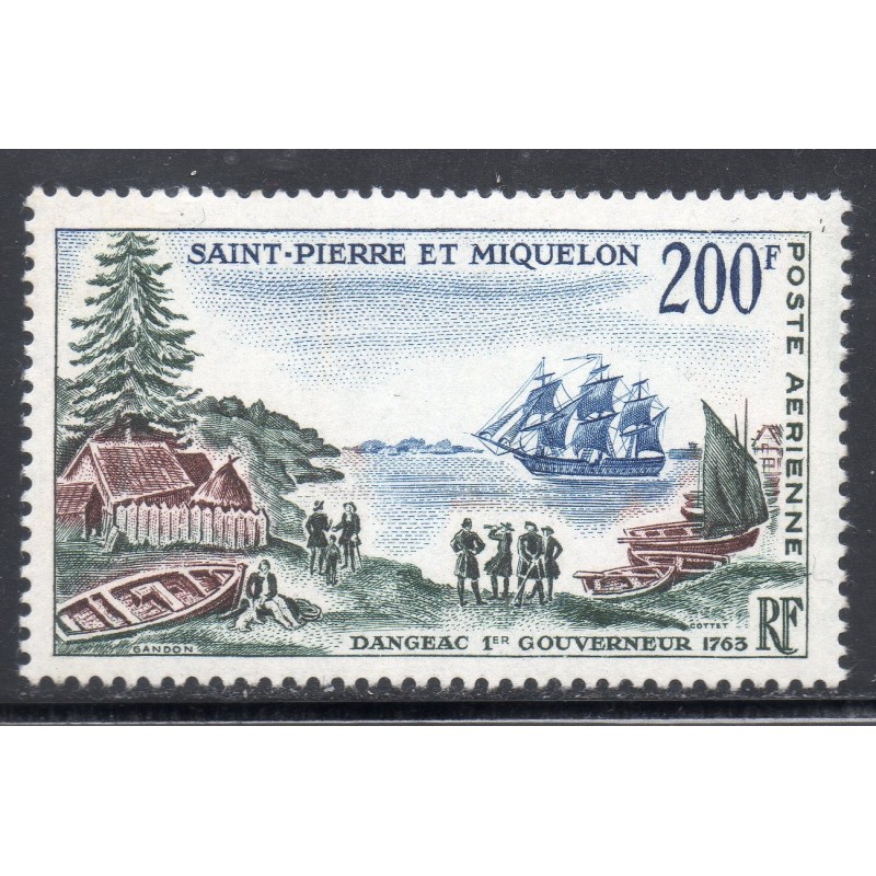 Timbre Saint Pierre poste aérienne 30 gouverneur Dangeac neuf ** 1963