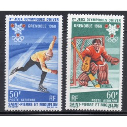 Timbre Saint Pierre poste aérienne 40-41 Jeux olympiques Grenoble neuf ** 1968