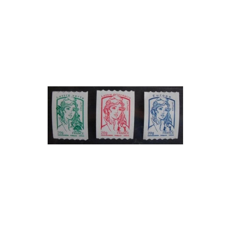 Autoadhésifs Yvert No 862-864 Timbres Roulette Pro entreprise Marianne et la jeunesse de Ciappa, Kawena