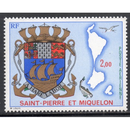 Timbre Saint Pierre poste aérienne 58 Armoiries neuf ** 1974