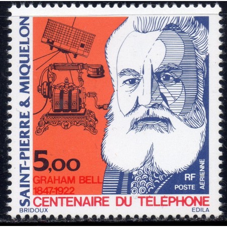 Timbre Saint Pierre poste aérienne 63 Première liaison téléphonique neuf ** 1976